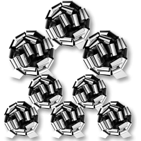 InstaBows 8 Pack Silver Metallic Pull Bows Includes 3 Large 8-Inch Bows & 5 Medium 5-Inch Elegant Gift Bows for Easy Assembly and Perfect for Christmas, Birthdays, Baby Showers, and Special Occasions Cover