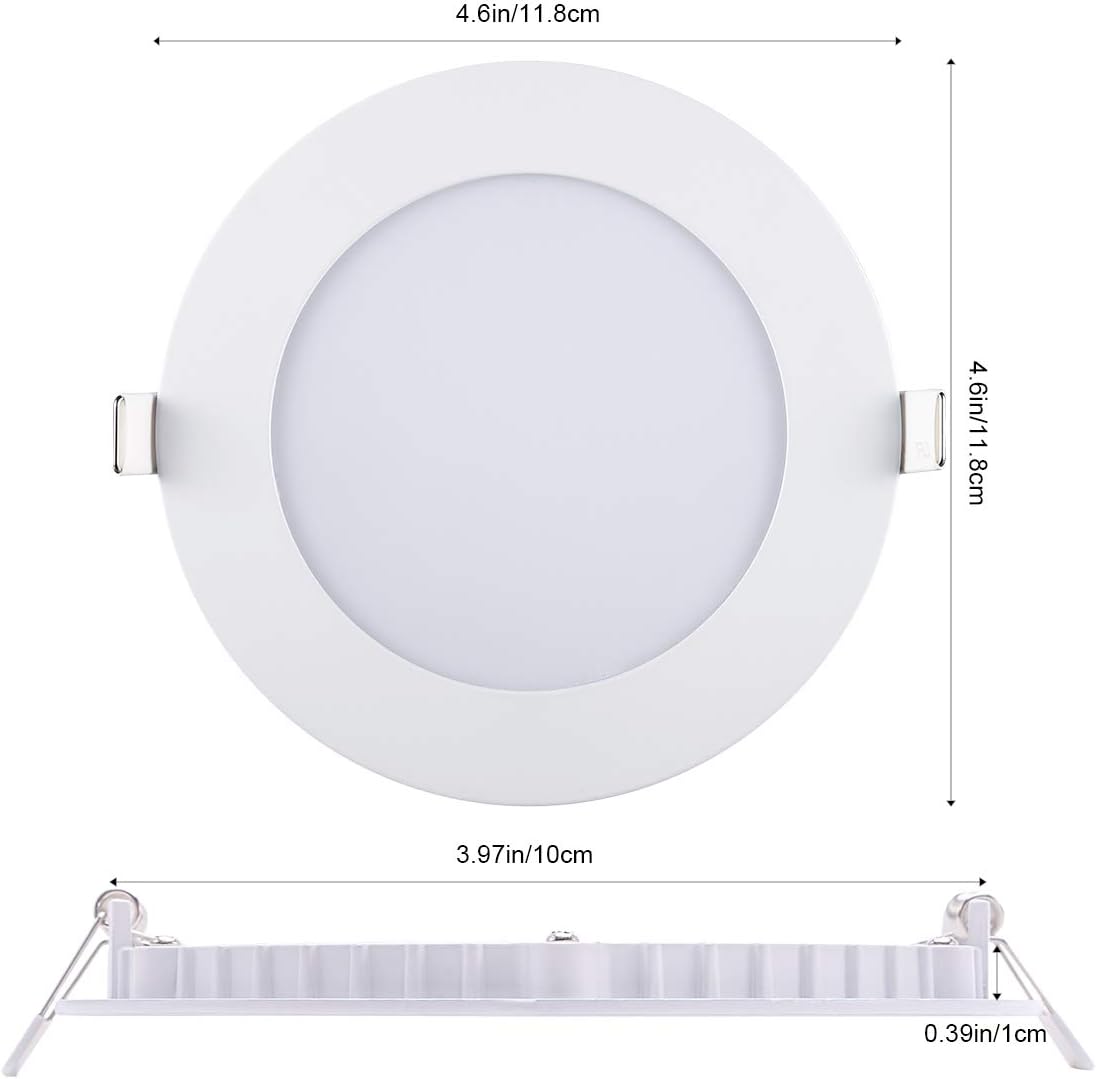 2Packs 6W 4" Ultra-Thin LED Recessed Ceiling Light with Junction Box, 480lm, Netural White 4000K, CRI80+, Dimmable LED Panel Light for Home, Office, Commercial Lighting