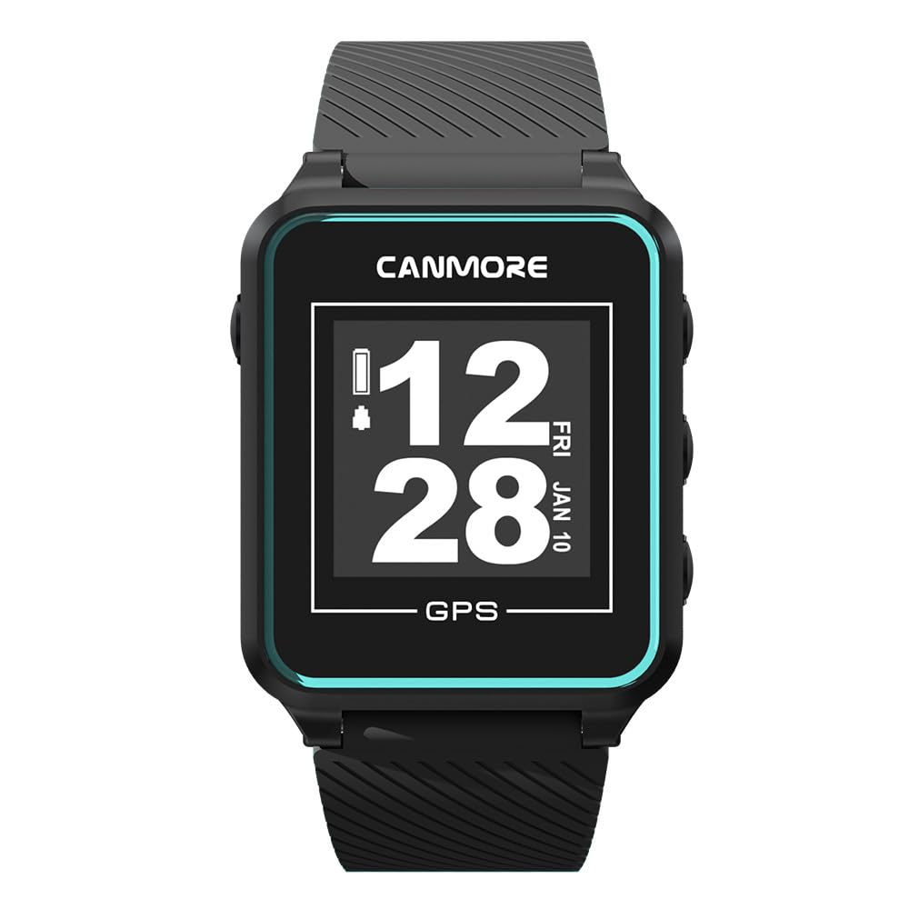 CANMORE TW353 Orologio GPS da Golf per Uomo e Donna, Display LCD ad Alto Contrasto, Oltre 41.000 Campi Precaricati in Tutto il Mondo, Accessorio da Golf Essenziale e Leggero, Turchese/Nero