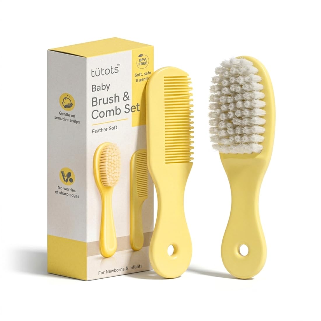 tütots Baby Hair Brush & Comb Set for Newborns & Toddlers | Soft Bristles | Gentle Scalp Care | Safe & Easy Grooming-image-9
