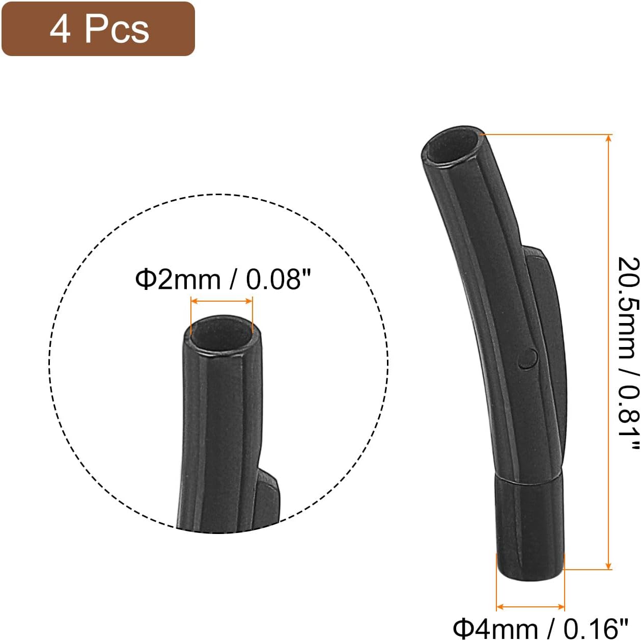 uxcell Leather Cord End Clasp, 4Pcs 2mm Hole Column Clasps Connectors, Stainless Steel Clasps Closures Leather Cord Buckle for Making DIY Supplies Crafts, Black(4mm) - Image 2