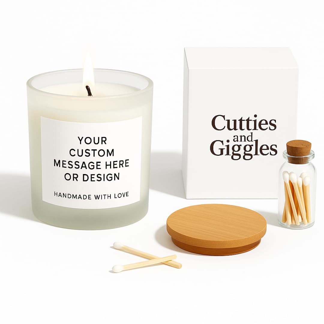 Personalised Scented Soy Wax Candle Message Scented Candle with Bamboo Lid and Matches Personalised Add Your own Text - Lots of scents and Sizes