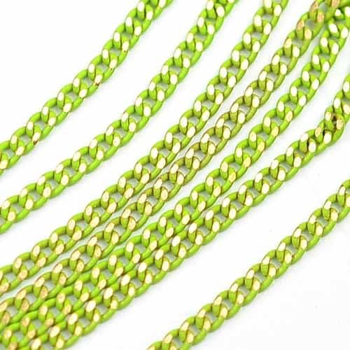 Colored Brass Chain _#15: Lime 2.75x2mm Filed Curb Chain (per Yard/per 3 feet)
