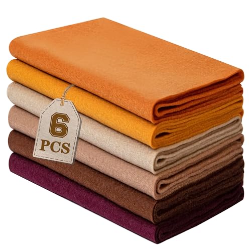 HaoFeiJH 6 Rolls 8'x20' Soft Felt Fabric Sheets, 1.6mm Thick, Assorted Earth Tone Colors...