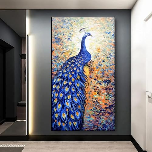 Affiches sur toile beau paon grand format 70x140 cm décoration murale animaux