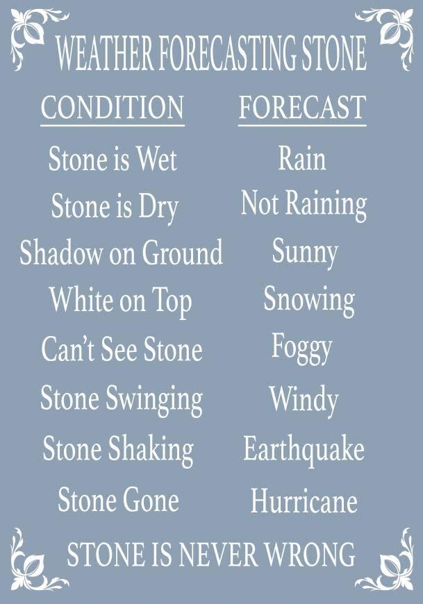 WEATHER FORECASTING STONE Metal SIGN funny never wrong forecast notice humour (Aluminium A4 (200x280mm) Approx)