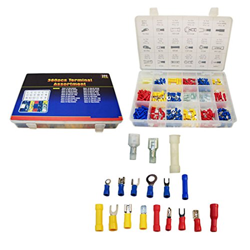 360 Pcs Terminal Assortment Electric Wire Female Bullet Ring Line Butt Conn. #TOP8