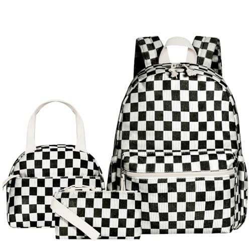 Image of HowFly Corduroy Kids Backpack 3-in-1 Set 15 inch with Lunch Box School Bag | Corduroy 3-in-1 set for elementary middle school, 15-inch backpack, insulated lunch bag, pencil case, back to school gift