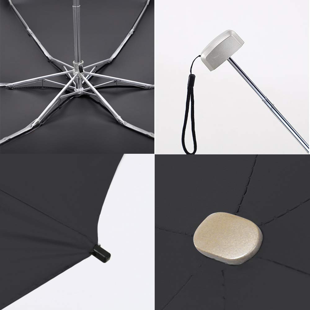 ZOCONE Mini Ombrello da Viaggio, Mini Ombrello Ultraleggero Portatile Compatto Ombrello Pieghevole Ombrello da Viaggio, 99% UV Resistenza & 100% Impermeabile