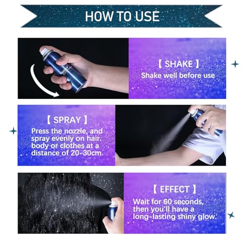 60ml Glitzer Haarspray,Glitzer Spray Haare und Körper,Glitzerspray,Body Glitter Spray,Glitzer Gesicht Schnellfür Halloween Fasching Birthday