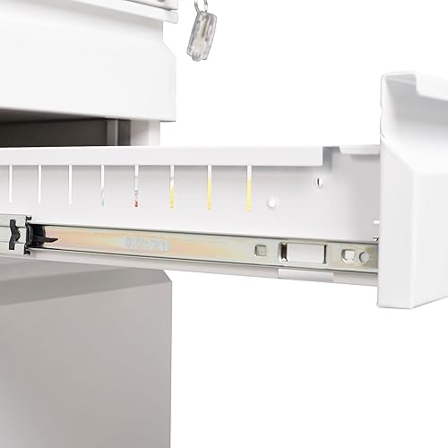 Miniatura 5 de Archivador móvil de 3 cajones debajo del escritorio de la oficina, archivador con bloqueo de 3 cajones, totalmente montado excepto ruedas, tamaño