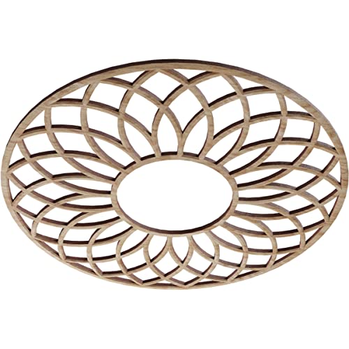 Image of Ekena Millwork 16 inchOD x 5 1 /2 inchID x 3 /8 inchT Cannes Wood Fretwork Pierced Ceiling Medallion, Red Oak