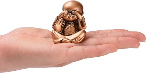 Miniatura 3 de BRABUD TQGJBS233 - Juego de 4 figuras de monjes de resina Hear No Evil See No Evil Speak No Evil TQGJBS233
