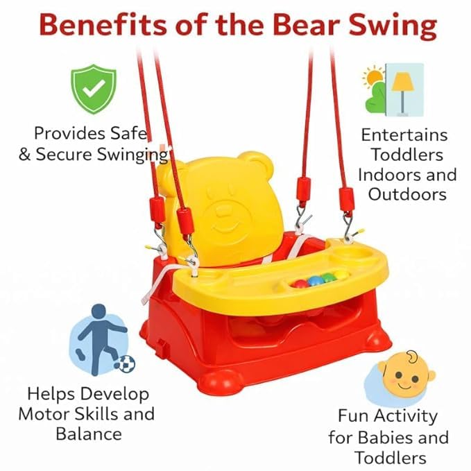 Image of Braintastic 6-in-1 Baby Booster Seat Cum Feeding High Chair | Multipurpose Floor, Dining & Play Seat for Toddlers | Detachable Tray with Toy Balls | Yellow & Red