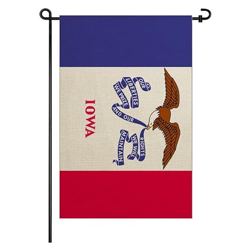 HSQCEZ Iowa Garden Flags 12x18 Inch Double Sided Burlap USA State Yard Flag Banners Outdoor Weather Resistant Farmhouse Porch Lawn Decoration