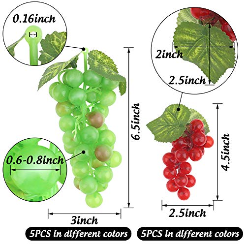 Bigotters 10 Pack Artificial Grapes, Fake Grapes Frosted Grape Clusters Decorative Fruit Grapes Bunches For Grape Vines Party Garland Decorations #TOP1