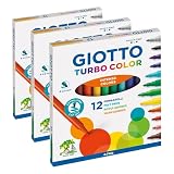 Giotto Turbo Color pennarelli in astuccio da 12 colori (Confezione da 3)