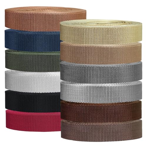 Correas de polipropileno de 1 pulgada en 12 rollos duraderos de 5.5 yardas para mochilas y bolsos