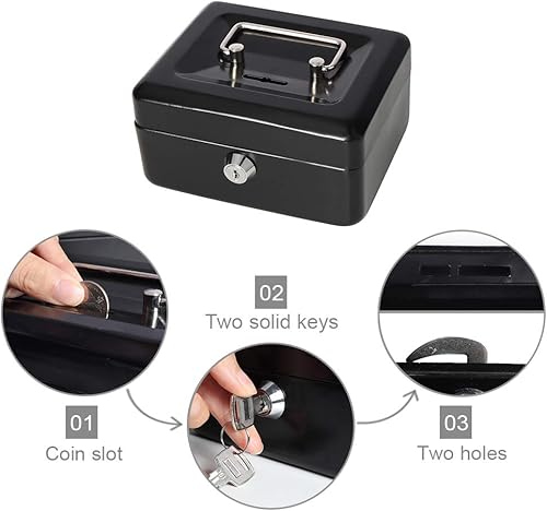 Miniatura 3 de Decaller - Caja de dinero con ranura para niños, caja de dinero pequeña con bandeja para dinero y cerradura de llave, 6 15 pulgadas x 5 pulgadas x 3