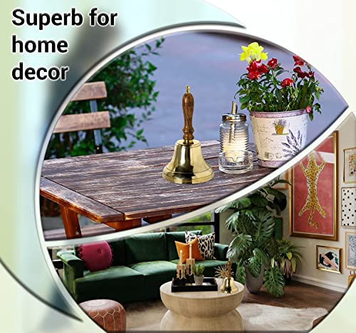 Arsuk Hand Bell For Adults, Wooden Handle Large Ringing Call Bells For Sick Person, Seniors, Teachers, Patients, Wedding, Santa, Christmas, Services 23.8 X 10.7 X 10.5, 240Gm (4" Brass) #TOP4