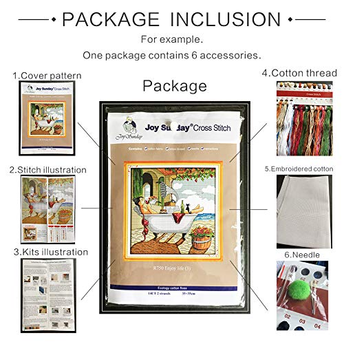 Joy Sunday Cross Stitch Kits 14Ct Counted Enjoy Life 13.78"X13.78" Or 35Cmx35Cm Easy Patterns Embroidery For Girls Crafts Dmc Cross-Stitch Supplies Needlework #TOP4