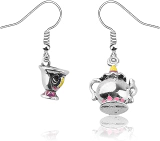 CENWA Chip and Mrs. Potts Cartoon Animal Earrings Gift for Movie Fan