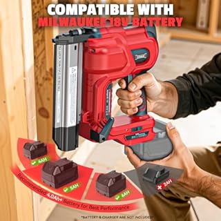 DIYtoolifz 18GA Cordless 2" Brad Nailer Compatible with Milwaukee 18V (Tool Only), 2-in-1 Nail/Staple Gun, Tool-Free Jam, Adjustable Depth, 2 Modes with 400 Nails/Staples for Woodworking, Carpentry
