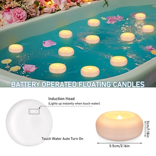 Image of 100 2-inch Floating Candles, Water Activated Flameless Tea Light | Battery Operated Waterproof Warm White LED Lights for Wedding Decorations, Pool Decor, Vase Fillers, and Party
