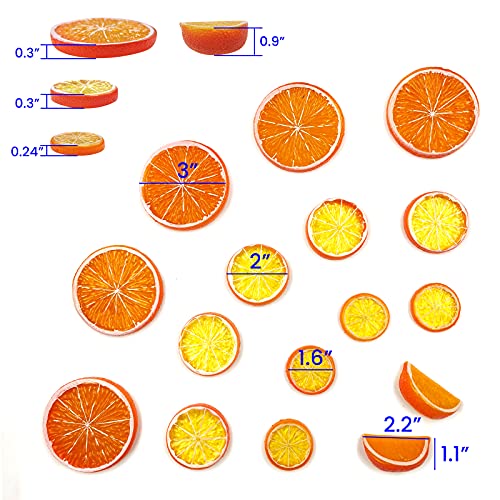 Snail Garden 30Pcs Artificial Lemon Slices Blocks, 20Pcs Simulation Lime Slice+10Pcs Fake Lemon Block-Double Side Decorative Fake Fruit Model For Party Photo Props Decoration（Orange #TOP4