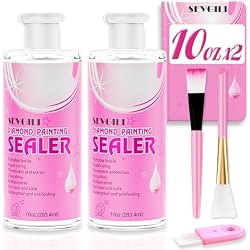 Diamond Painting Sealer 284ML with Brush 2 Packs, Diamond Art Sealer Kits | 20oz, Diamond Painting Accessories and Tools for Adults, 3 Brushes, Bubble-Free, Glossy & Permanent for 5D Art Puzzles