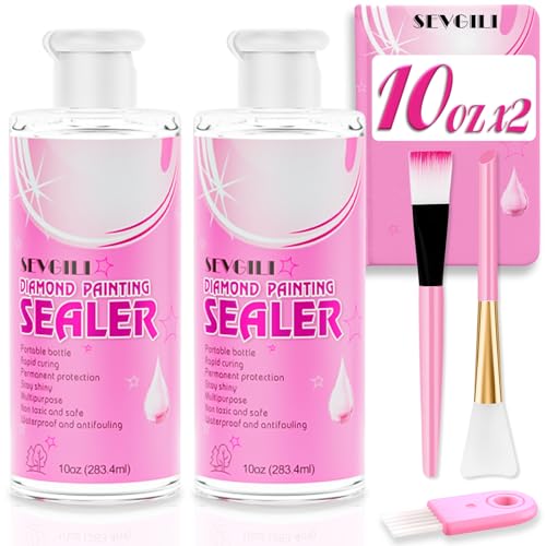 sevgili Diamond Painting Sealer Kits 566.8ML with Brushes, Diamond Art Sealer Puzzle Glue Diamond Painting Accessories and Tools,Diamond Painting Kits for Adults (20oz)