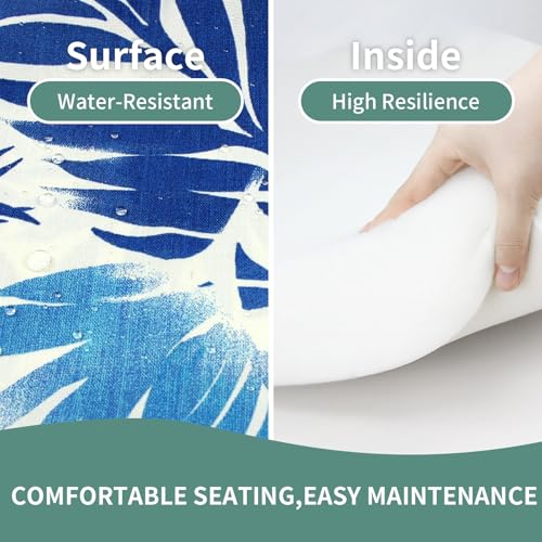 Naigle living Outdoor Chair Cushions 18.5x16 Inch, Water Repellent Patio Seat Cushions with Adjustable Straps, Fade Resistant All Weather Pads for Garden Lawn Patio Furniture, Set of 2, Blue Leaf by Naigle living - Used condition - Image 5