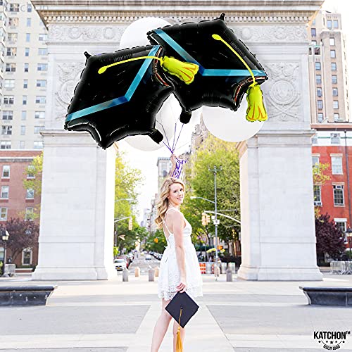 Image of Graduation Decorations 2026 | Graduation Cap Balloons - Big, 22 Inch, Pack of 2 | Graduation Hat Balloon, Graduation Balloons 2026 | Grad Balloons for Graduation Cap Decorations, KatchOn