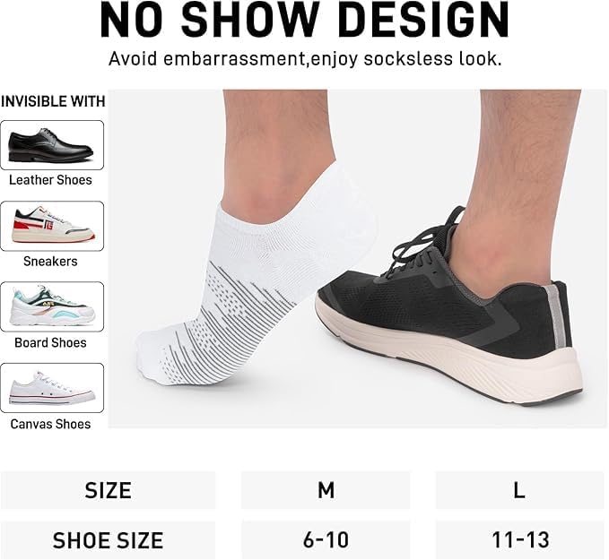 wernies No Show Socks Men 10 Pairs Ankle Low Cut Cotton Men Socks with Non Slip Grips 6-10/11-13 - Image 6