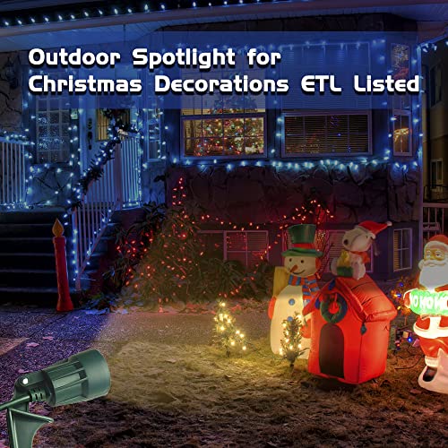 Aizzkry Outdoor Spotlight Plug In, Weather Resistant, Heavy Duty Stake, Landscape Light For Yard, Flag, Holiday Decor, 6Ft Cord, 120V 300Lm 5000K, Green, Etl Listed #TOP5