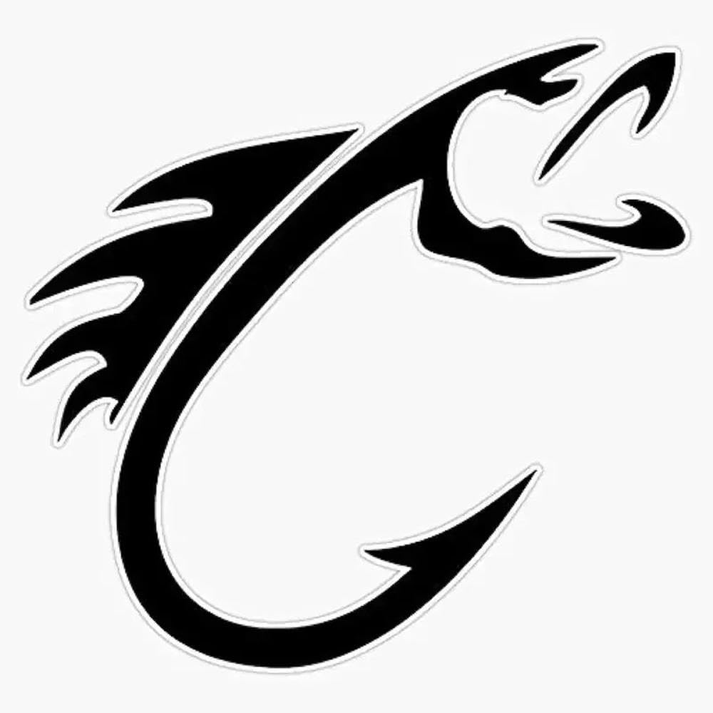 Fishing Hook Shaped Car Stickers for Laptop Water Bottle Phone Car Truck Van SUV Motorcycle Vehicle