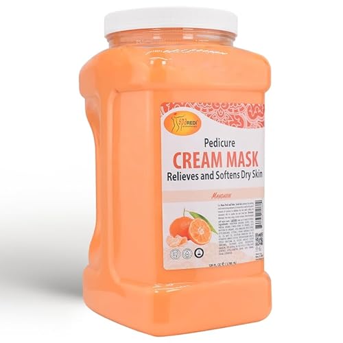 SPA REDI - Body and Foot Cream Mask, Mandarin, 128 Oz - Pedicure Massage for Tired Feet and Body, Hydrating, Fresh Skin - Infused with Hyaluronic Acid, Amino Acids, Panthenol, Comfrey Extract