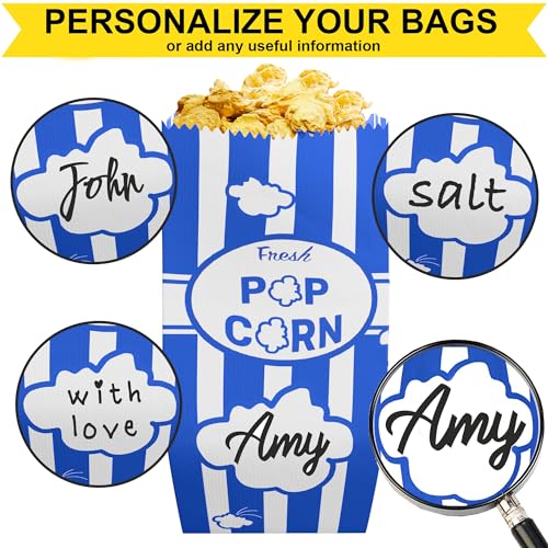Image of CUSINIUM 1oz Royal Blue Paper Popcorn Bags (100-pack) - Carnival Theme - Customizable