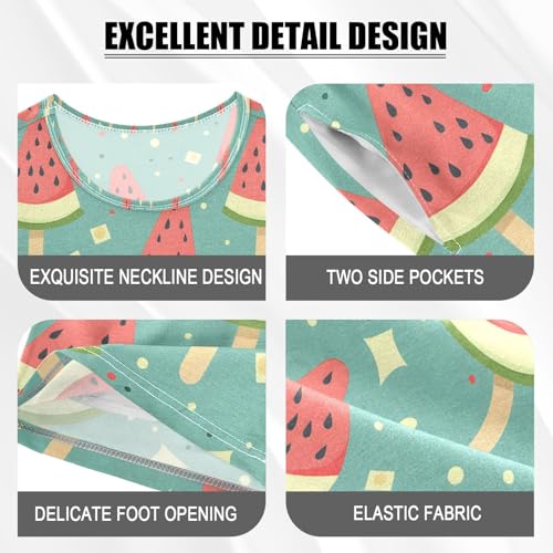 ALAZA Watermelon Cartoon Stylish Pajamas Set Short Sleeve Cotton Sleepwear Summer Pjs 2 Piece 5-14Y4