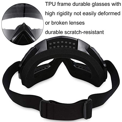XYDZ Brille MTB Motocross,Winddicht Brille Skibrille Anti Fog UV Schutzbrille mit Double Lens Schaumstoffpolsterung Biegbar Verstellbarer Riemen für Outdoor Aktivitäten Skifahren Radfahren Augenschutz