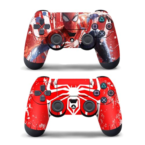 Vanknight Skin Covers Vinyl Stickers Cover Spider Red Wrap Compatible with PS4 Controller Remote Skin Hero (2 Pack)