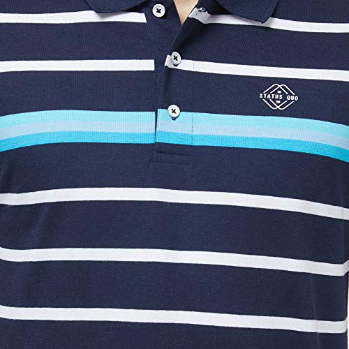 Image of Status Quo Men's Striped Regular Fit T-Shirt (MT-CL-196AQUAXL Aqua XL)
