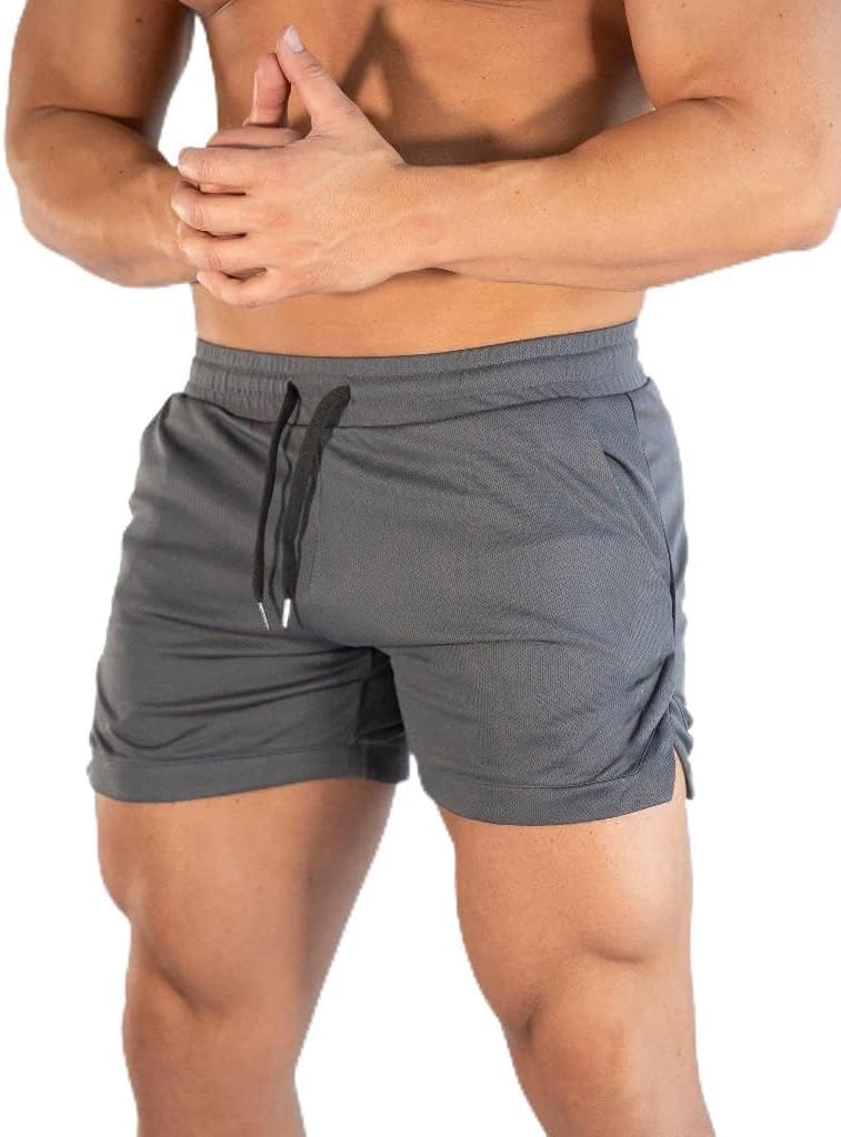 Short esportivo masculino de corrida respirável leve atlético para treino com bolsos