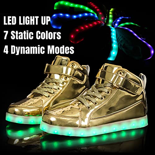 Igxx Led Light Up Shoes For Men Usb Recharging High Top Led Sneakers Women Kids Gold thumb #2
