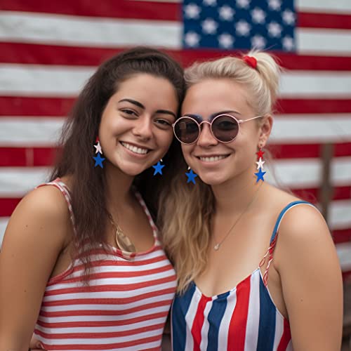 Lilie&White Three Stars Dangle Earrings For Women 4Th Of July Outfits For Women Red White And Blue Accessories Patriotic Earrings Independence Day Earrings Jewelry Gift #TOP2
