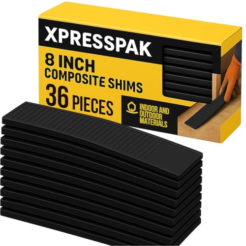 XpressPak - XpressPak 8 Inch Composite Shims – 36 Pack | Heavy Duty Leveling and Spacing Shims | Ideal for Doors, Windows, Floors | Indoor & Outdoor Use | Made from 100% Recycled Materials