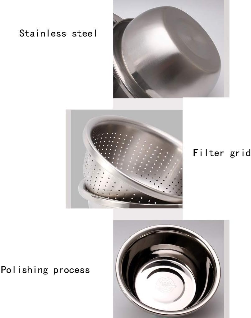 Food Strainers 3 Piece Colander Set Stainless Steel Mesh Strainer Net Baskets Strain, Drain, Rinse, Steam or Cook