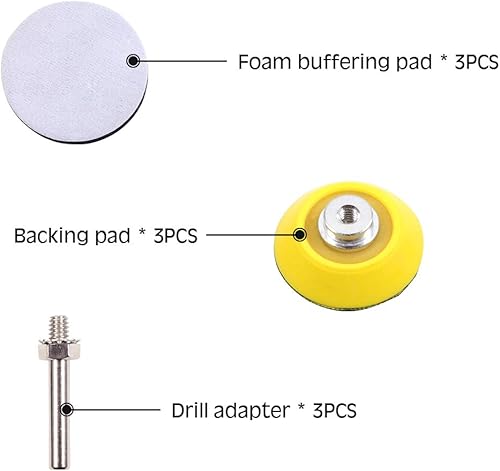 Miniatura 10 de SPEEDWOX Paquete de 5 discos de lijado de 1 pulgada con gancho y bucle con accesorio de taladro de vástago de pulgadas, almohadillas de respaldo y