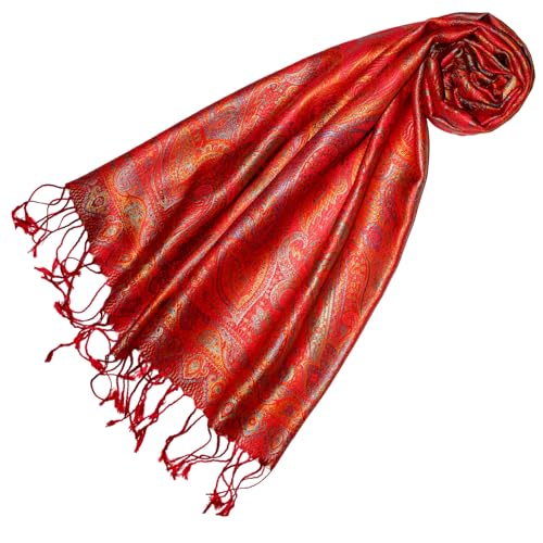 Écharpe en soie Lorenzo Cana rouge orange | Pure soie naturelle de luxe 35x160 cm