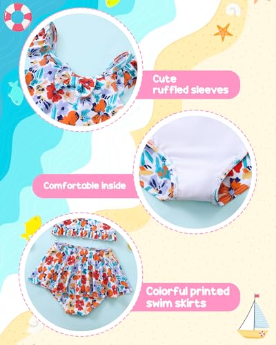 Image of Saeaby Toddler Little Girls Swimsuit Summer Halter Ruched Tankini 2 Piece Bathing Suit for Girl Beach Swimwear 3-8Y
